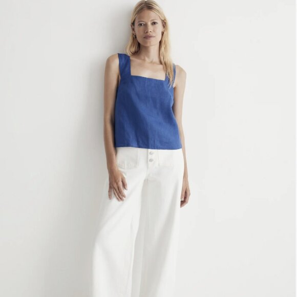 Madewell 100% Linen Cross-Back Sleeveless Top Size 10 - Picture 1 of 8